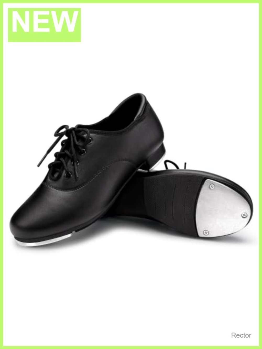 Women's Lace Up Tap Dance Shoes with Metal Tap Plates Black